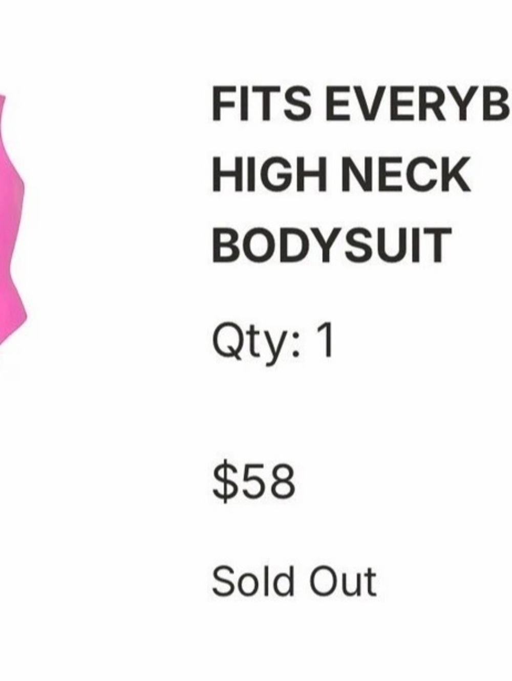 SKIMS Fits Everybody Bodysuit – Neon Orchid – Size Small